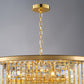 YANSUN 48in. Gold Tiered Crystal Tube Chandelier 45-Light E12 580 Crystal Rods Adjustable 79in. Chain LED Bulbs Included
