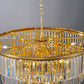 YANSUN 48in. Gold Tiered Crystal Tube Chandelier 45-Light E12 580 Crystal Rods Adjustable 79in. Chain LED Bulbs Included