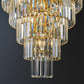 YANSUN 48in. Gold Tiered Crystal Tube Chandelier 45-Light E12 580 Crystal Rods Adjustable 79in. Chain LED Bulbs Included