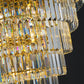 YANSUN 48in. Gold Tiered Crystal Tube Chandelier 45-Light E12 580 Crystal Rods Adjustable 79in. Chain LED Bulbs Included