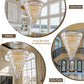 YANSUN 48in. Gold Tiered Crystal Tube Chandelier 45-Light E12 580 Crystal Rods Adjustable 79in. Chain LED Bulbs Included