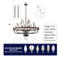YANSUN Industrial Black Chandelier Rustic Vintage 24-Light Candle Style E12 Pendant for Dining Room Kitchen Island Living Room