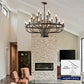 YANSUN Industrial Black Chandelier Rustic Vintage 24-Light Candle Style E12 Pendant for Dining Room Kitchen Island Living Room