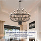 YANSUN Industrial Black Chandelier Rustic Vintage 33-Light Candle Style E12 Pendant for Dining Room Kitchen Island Living Room