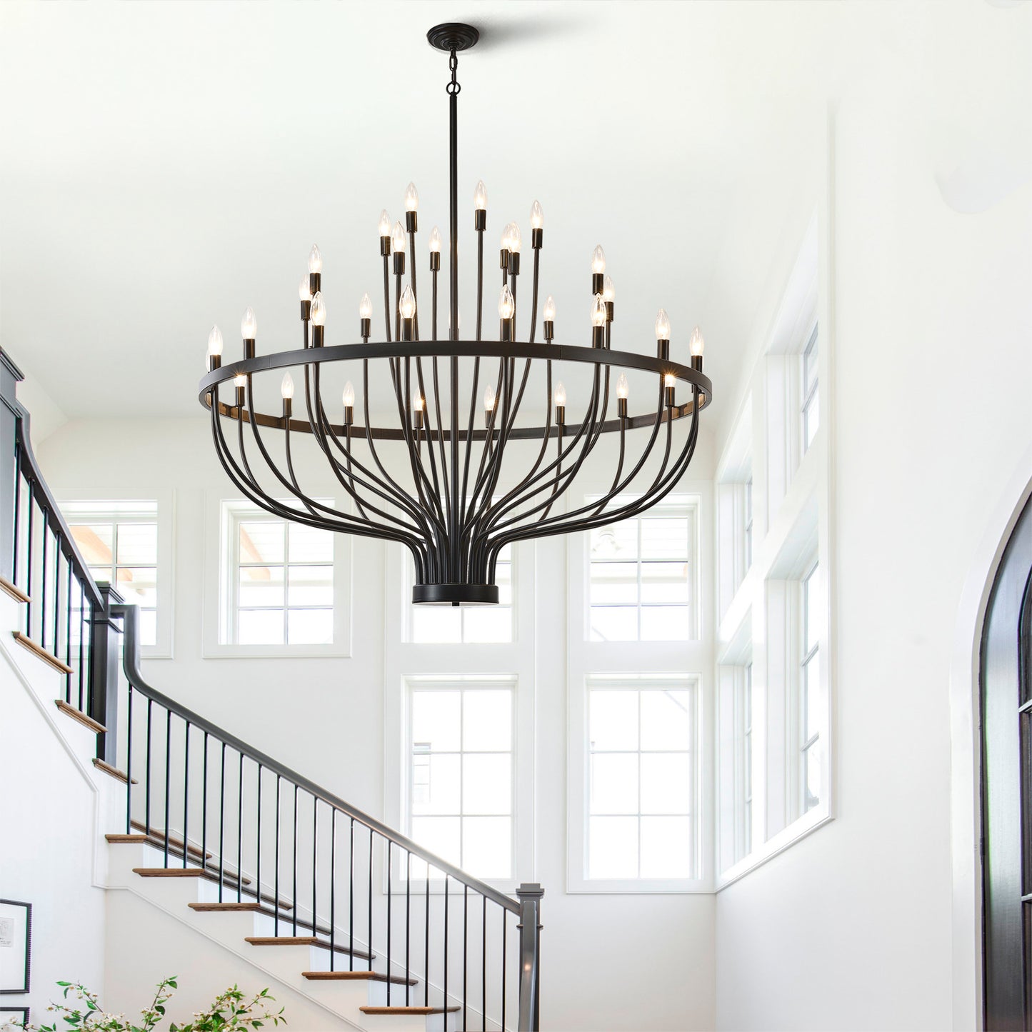 YANSUN Industrial Black Chandelier Rustic Vintage 33-Light Candle Style E12 Pendant for Dining Room Kitchen Island Living Room
