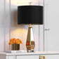 YANSUN 2-Pack Mirrored Glass Table Lamps Amber Modern Bedside Lamps Gold Black Fabric Shade for Bedroom Living Room End Tables