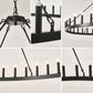 YANSUN 59" Farmhouse Wagon Wheel Chandelier, 36-Light Matte Black Ceiling Light, Adjustable Height, E12 Bulbs, Dining Room Fixture