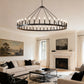 YANSUN 59" Farmhouse Wagon Wheel Chandelier, 36-Light Matte Black Ceiling Light, Adjustable Height, E12 Bulbs, Dining Room Fixture