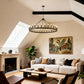 YANSUN 53" Farmhouse Wagon Wheel Chandelier, 30-Light Matte Black Ceiling Light, Adjustable Height 69", E12 Bulbs, Dining Room Fixture