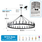 YANSUN 53" Farmhouse Wagon Wheel Chandelier, 30-Light Matte Black Ceiling Light, Adjustable Height 69", E12 Bulbs, Dining Room Fixture