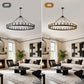 YANSUN 53" Farmhouse Wagon Wheel Chandelier, 30-Light Matte Black Ceiling Light, Adjustable Height 69", E12 Bulbs, Dining Room Fixture