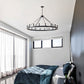 YANSUN 53.15in. Matte Black Wagon Wheel Chandelier 18-Light E12 Farmhouse Industrial Light for High Ceiling Dining Room Living Room (No Bulbs)
