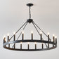 YANSUN 53.15in. Matte Black Wagon Wheel Chandelier 18-Light E12 Farmhouse Industrial Light for High Ceiling Dining Room Living Room (No Bulbs)