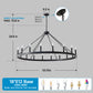 YANSUN 53.15in. Matte Black Wagon Wheel Chandelier 18-Light E12 Farmhouse Industrial Light for High Ceiling Dining Room Living Room (No Bulbs)