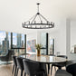 YANSUN 53.15in. Matte Black Wagon Wheel Chandelier 18-Light E12 Farmhouse Industrial Light for High Ceiling Dining Room Living Room (No Bulbs)