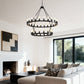 YANSUN 47.24" Large Farmhouse Wagon Wheel Chandelier, 36 Lights, Matte Black Metal, Adjustable Height, E26 Bulbs, Ideal for Living Rooms & Dining Areas