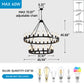 YANSUN 47.24" Large Farmhouse Wagon Wheel Chandelier, 36 Lights, Matte Black Metal, Adjustable Height, E26 Bulbs, Ideal for Living Rooms & Dining Areas