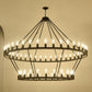 YANSUN 59.06in. Matte Black Wagon Wheel Chandelier 54-Light E12 Extra Large Farmhouse Industrial Light (No Bulbs)