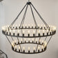 YANSUN 59.06in. Matte Black Wagon Wheel Chandelier 54-Light E12 Extra Large Farmhouse Industrial Light (No Bulbs)
