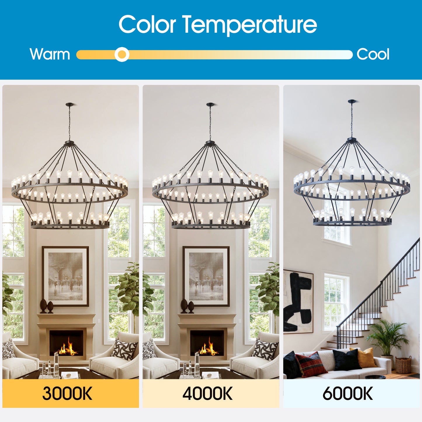 YANSUN 59.06in. Matte Black Wagon Wheel Chandelier 54-Light E12 Extra Large Farmhouse Industrial Light (No Bulbs)