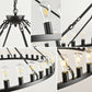 YANSUN 53" Farmhouse Wagon Wheel Chandelier, 28-Light Matte Black Ceiling Light, Adjustable Height, E26 Bulbs, Dining Room Fixture