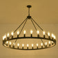 YANSUN 53" Farmhouse Wagon Wheel Chandelier, 28-Light Matte Black Ceiling Light, Adjustable Height, E26 Bulbs, Dining Room Fixture