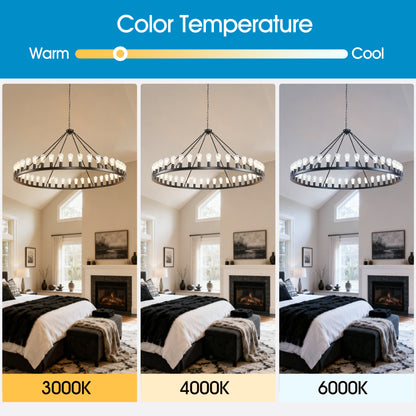 YANSUN 64in. Black Extra Large Wagon Wheel Chandelier 42-Light E26 Farmhouse Industrial Pendant for High Ceiling Dining Room Living Room