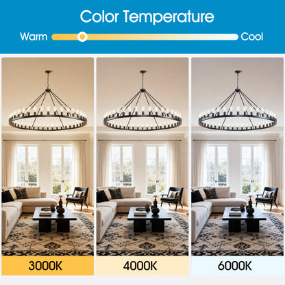 YANSUN 64in. Black Extra Large Wagon Wheel Chandelier 42-Light E26 Farmhouse Industrial Pendant for High Ceiling Dining Room Living Room