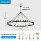 YANSUN 64in. Black Extra Large Wagon Wheel Chandelier 42-Light E26 Farmhouse Industrial Pendant for High Ceiling Dining Room Living Room