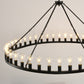 YANSUN 64in. Black Extra Large Wagon Wheel Chandelier 42-Light E26 Farmhouse Industrial Pendant for High Ceiling Dining Room Living Room