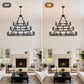YANSUN 39.37in. 3-Tier Wagon Wheel Chandelier 36-Light E12 Farmhouse Industrial Light Adjustable Height for High Ceiling Living Dining Room Foyer