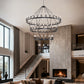YANSUN 70.87in. 4-Tier Black Wagon Wheel Chandelier 60-Light E12 Farmhouse Industrial 4-Story Light for High Ceiling Living Dining Room Foyer