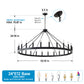YANSUN 53" Farmhouse Wagon Wheel Chandelier, 30-Light Matte Black Ceiling Light, Adjustable Height, E12 Bulbs, Dining Room Fixture