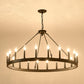 YANSUN 53" Farmhouse Wagon Wheel Chandelier, 30-Light Matte Black Ceiling Light, Adjustable Height, E12 Bulbs, Dining Room Fixture
