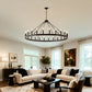 YANSUN 53" Farmhouse Wagon Wheel Chandelier, 30-Light Matte Black Ceiling Light, Adjustable Height, E12 Bulbs, Dining Room Fixture