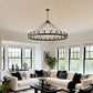YANSUN 53" Farmhouse Wagon Wheel Chandelier, 30-Light Matte Black Ceiling Light, Adjustable Height, E12 Bulbs, Dining Room Fixture