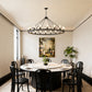 YANSUN 30-Light Large Wagon Wheel Chandelier, Black Farmhouse Ceiling Light with Adjustable Chain, E26 Bulbs, Ideal for Dining Room & Foyer