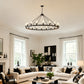 YANSUN 30-Light Large Wagon Wheel Chandelier, Black Farmhouse Ceiling Light with Adjustable Chain, E26 Bulbs, Ideal for Dining Room & Foyer