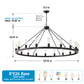 YANSUN 30-Light Large Wagon Wheel Chandelier, Black Farmhouse Ceiling Light with Adjustable Chain, E26 Bulbs, Ideal for Dining Room & Foyer