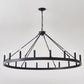 YANSUN 53in. Black Extra Large Wagon Wheel Chandelier 18-Light E12 Farmhouse Industrial Pendant Adjustable Chain for Dining Room Living Room