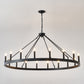 YANSUN 53in. Black Extra Large Wagon Wheel Chandelier 18-Light E12 Farmhouse Industrial Pendant Adjustable Chain for Dining Room Living Room