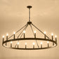 YANSUN 53in. Black Extra Large Wagon Wheel Chandelier 18-Light E12 Farmhouse Industrial Pendant Adjustable Chain for Dining Room Living Room