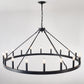 YANSUN 53in. Black Extra Large Wagon Wheel Chandelier 18-Light E12 Farmhouse Industrial Pendant Adjustable Chain for Dining Room Living Room
