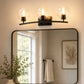 YANSUN 3-Light Black Vanity Light Hardware with E26 Sockets and Square Wall Plate for Bathroom Fixtures