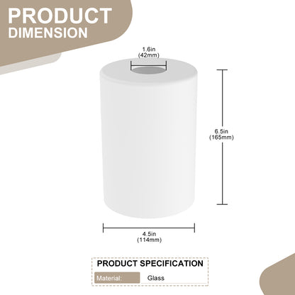 YANSUN 3-Pack Cylindrical Milk White Glass Lamp Shades, Non-Integrated Light Fixture, 110V, Includes Installation Instructions