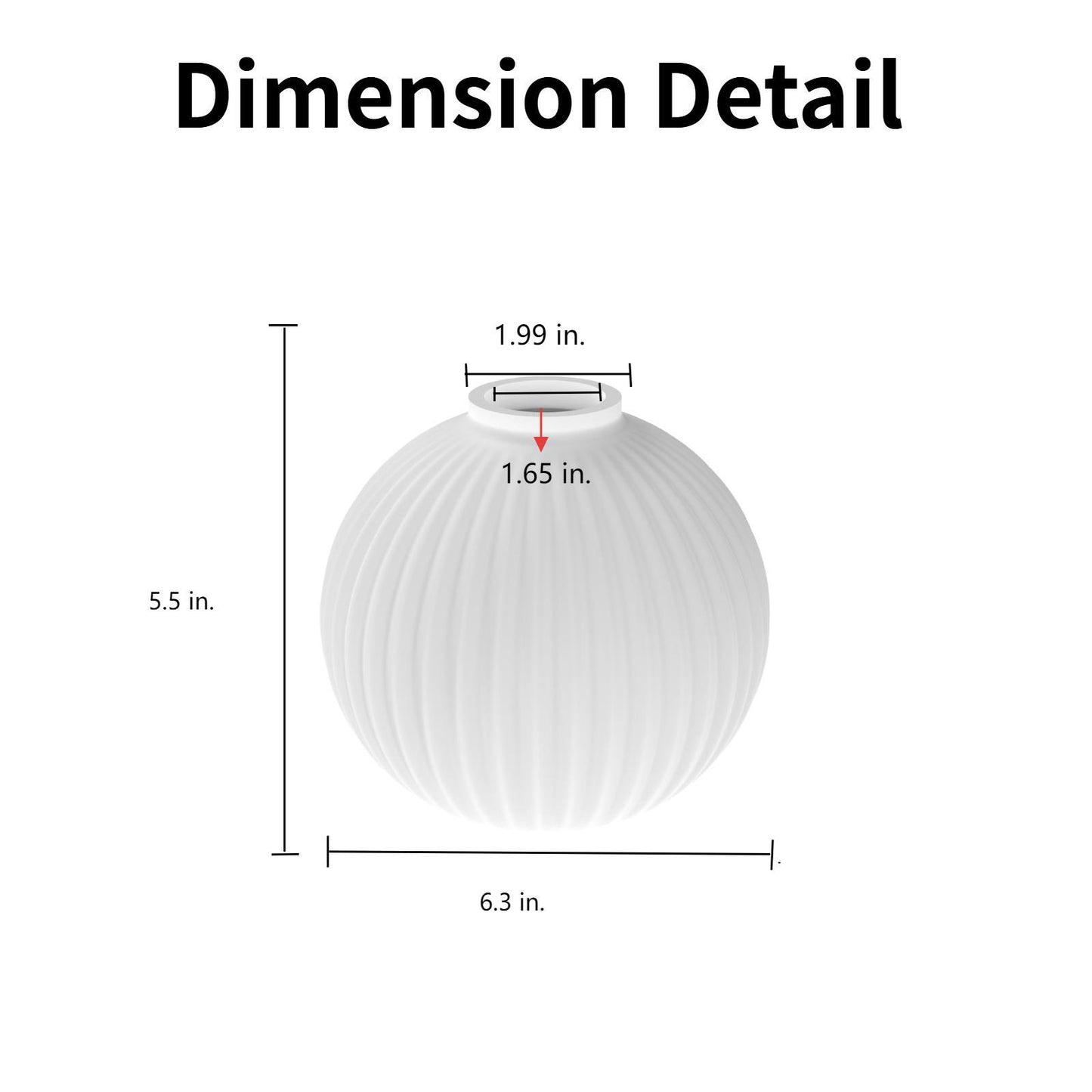 YANSUN 6 in. Milk White Glass Globe Vanity Shade with 6 in. Neckless Fitter for Bathroom