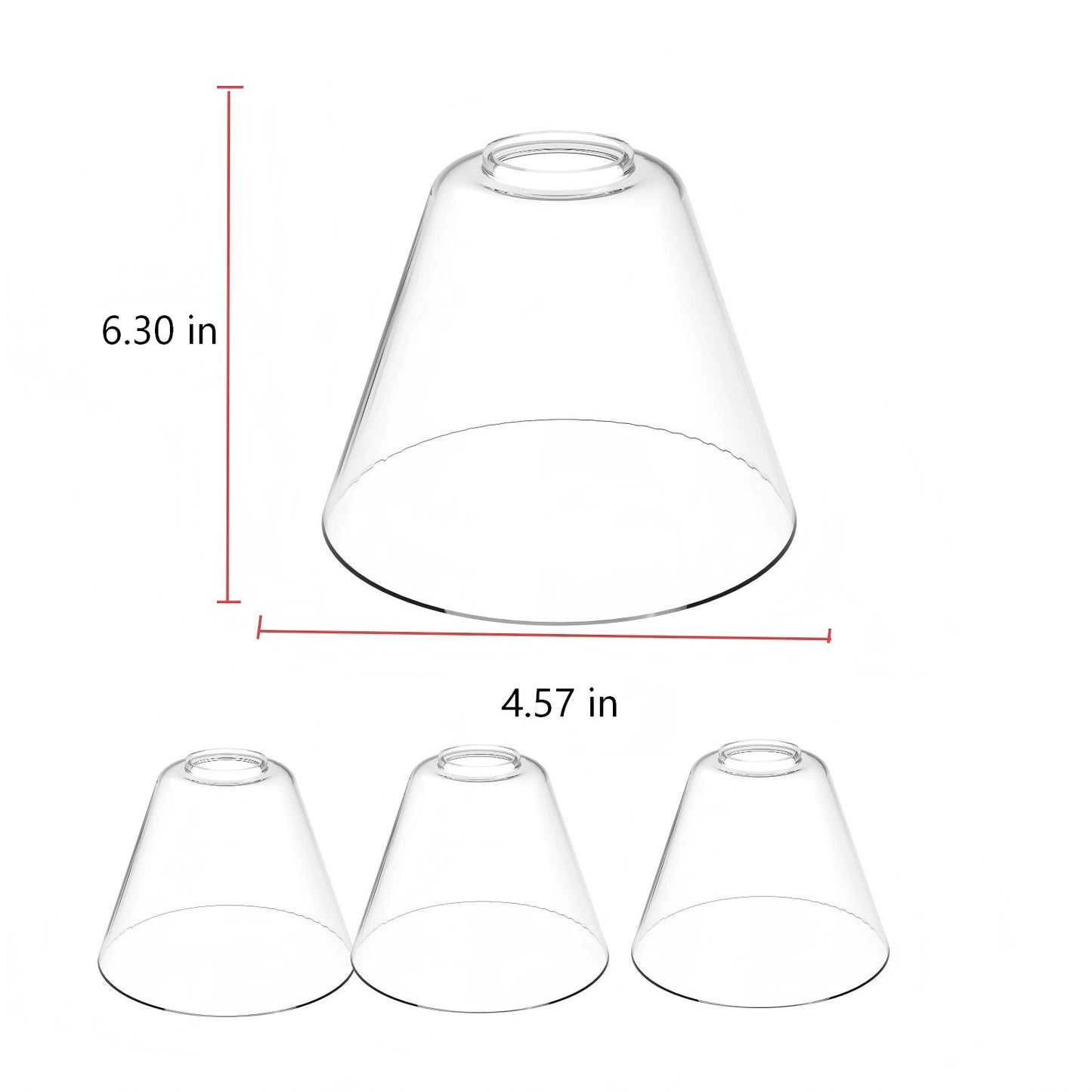 YANSUN 3-Pack Clear Glass Conical Shades for Modern Lighting Designs