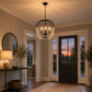 YANSUN 6-Light Black Crystal Pendant Light, Modern Statement Chandelier with E12 Base for Living Room or Dining Room
