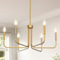 YANSUN 28 in. Gold 6-Light Farmhouse Rustic Candle Ceiling Chandelier, Adjustable Height for Dining Room Living Room and Foyer