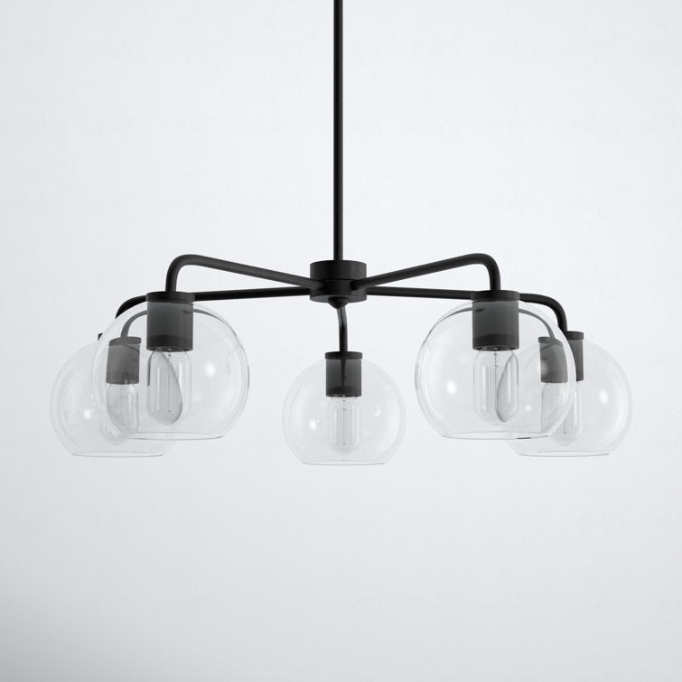YANSUN 5-Light Black Chandelier Light Fixture with Accessories for Elegant Home Decor??Bulbs and Lampshade not Included????¡ì?o?????¡ì?o?